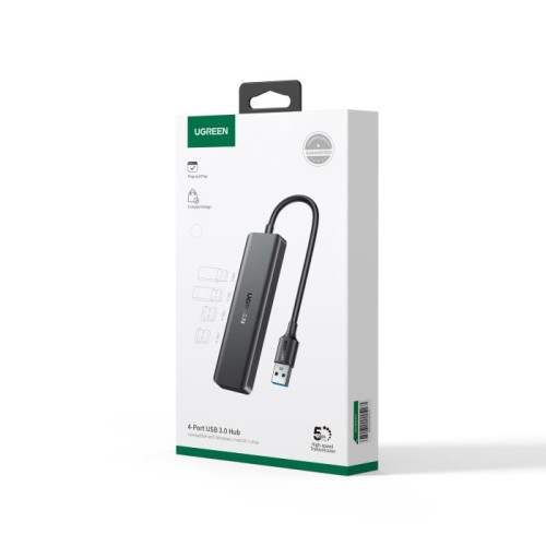 USB 3.0 Hub 4 Θέσεων UGREEN 25851 Γκρι