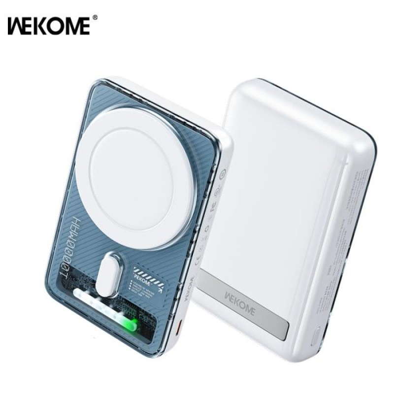 Power Bank 10000mAh PD 20W WK WP-52 1Θέσης, με Ασύρματη Φόρτιση Magnetic Λευκό