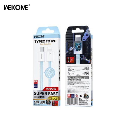 Καλώδιο Φόρτισης WK WDC-21 USB-C σε Lightning PD 27W 1m Μπλέ