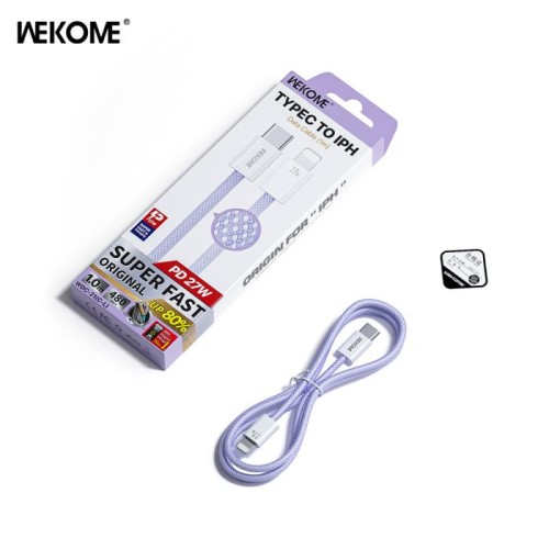 Καλώδιο Φόρτισης WK WDC-21 USB-C σε Lightning PD 27W 1m Μώβ