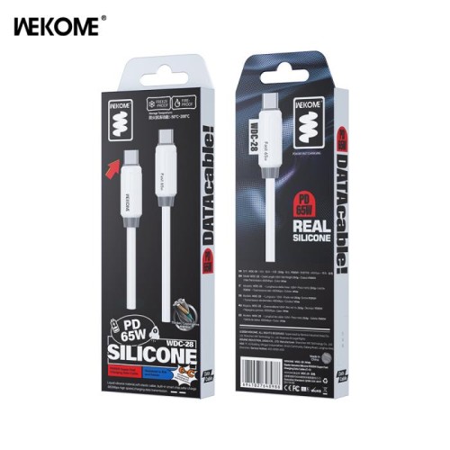 Καλώδιο Φόρτισης WK WDC-28 USB-C σε USB-C PD 65W 1m Λευκό