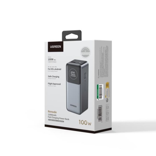 Power Bank 12000mAh PD 100W UGREEN PB724 35526B 3 θέσεων,με καλώδιο USB-C 240W