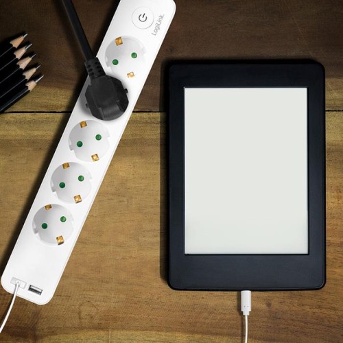 Πολύπριζο 5 Θέσεων LogiLink LPS249U, με 2 Θύρες USB 1.5m Λευκό