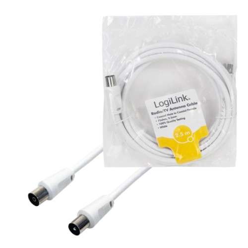 Καλώδιο Κεραίας TV M/F LogiLink CA1061 2.5m Λευκό
