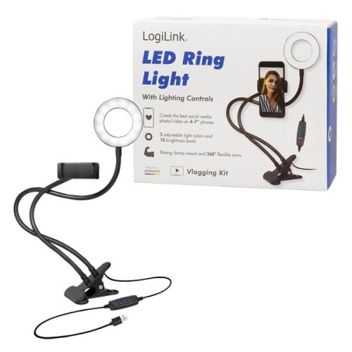 Ring Light 8.5cm με Κλίπ LogiLink AA0150, για Smartphone