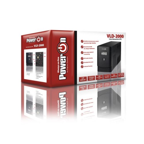 UPS Power On VLD-2000 Line Interactive 2000VA, με οθόνη