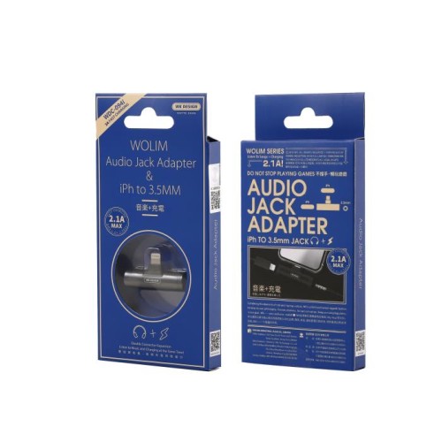 Αντάπτορας WK WDC-094i Lightning σε 2 Θύρες 3,5mm/F Μαύρο