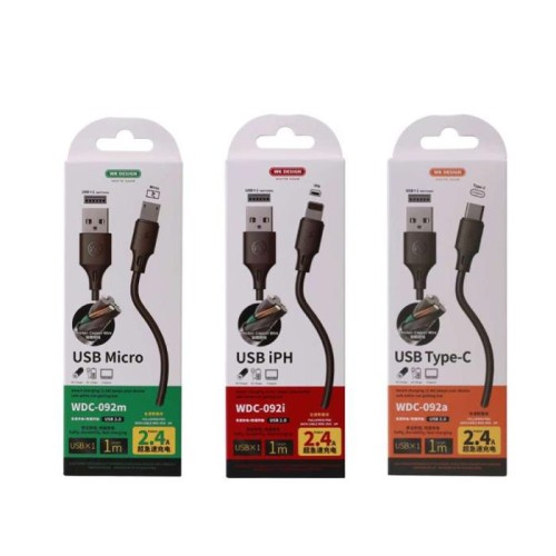 Καλώδιο Φόρτισης WK WDC-092 USB σε Micro USB 1m Μαύρο