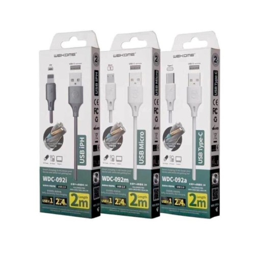 Καλώδιο Φόρτισης WK WDC-092 USB σε Lightning 2m Λευκό