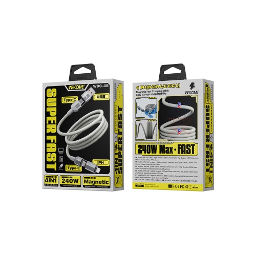 Καλώδιο Φόρτισης WK WDC-48 4 σε 1 PD 240W 1m Γκρι