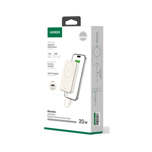Power Bank 10000mAh PD 20W UGREEN PB760 35341, με Ασύρματη Φόρτιση Magnetic, 1 Θέσης Μπέζ
