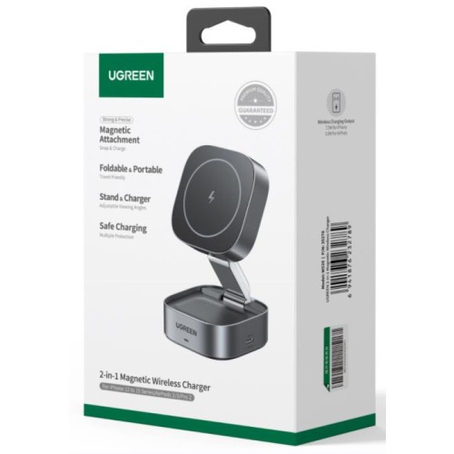 Φορτιστής Σπιτιού 15W Qi UGREEN W526 35278 με Ασύρματη Φόρτιση Magnetic Γκρι