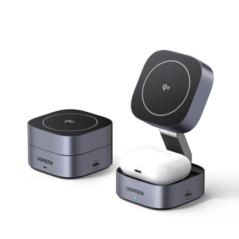 Φορτιστής Σπιτιού 15W Qi2 UGREEN W702 35316 με Ασύρματη Φόρτιση Magnetic Γκρι