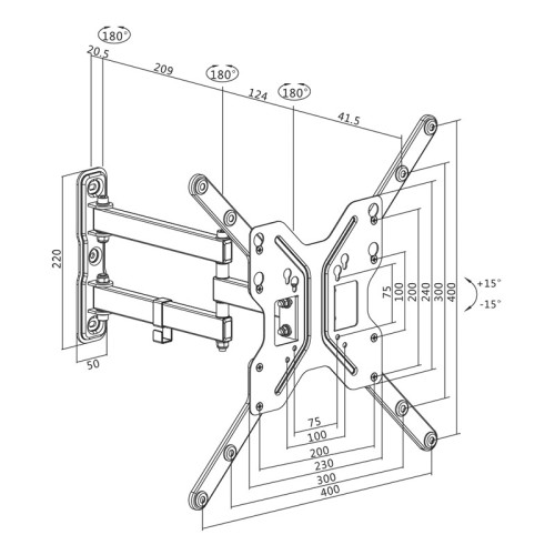 Βάση Τηλεόρασης Επιτοίχια Logilink BP0016 23"-55" έως 30kg