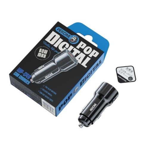 Φορτιστής Αυτοκινήτου 63W WK WP-C49 2 Θέσεων Μαύρο