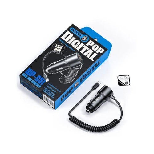 Φορτιστής Αυτοκινήτου 66W WK WP-C51 2 Θέσεων, με καλώδιο USB-C 30W Μαύρο