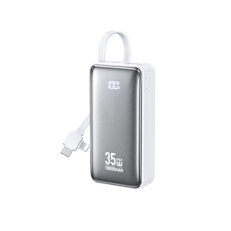 Power Bank 10000mAh PD 35W WK WP-61 2 Θέσεων, με καλώδιο USB-C/Lightning Λευκό