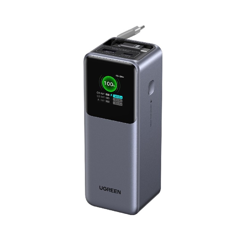 Power Bank 20000mAh PD 165W UGREEN PB726 55987B 2 Θέσεων, με καλώδιo USB-C 240W Γκρι
