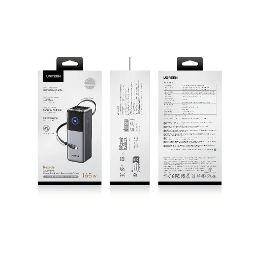 Power Bank 20000mAh PD 165W UGREEN PB726 55987B 2 Θέσεων, με καλώδιo USB-C 240W Γκρι