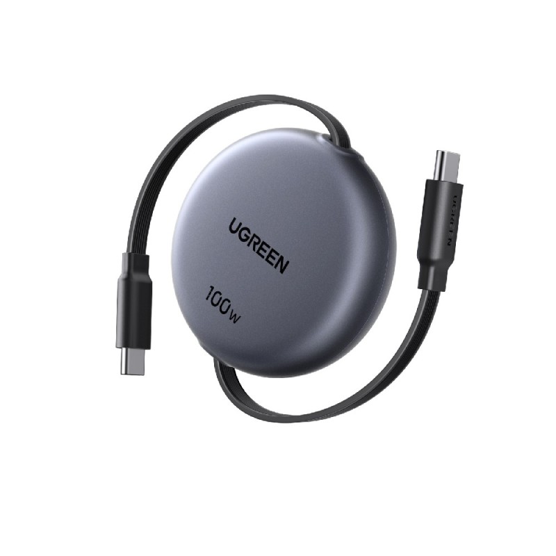 Καλώδιο Φόρτισης UGREEN L531 65905 USB-C σε USB-C PD 100W, Επαναφερόμενο 1m Μαύρο