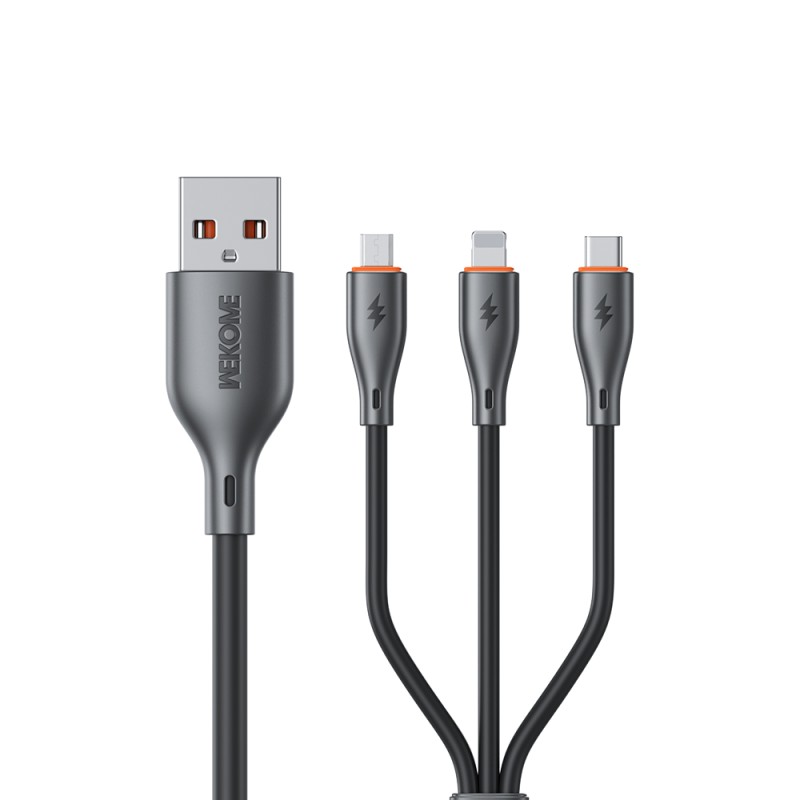 Καλώδιο Φόρτισης WK WDC-79 3 σε 1 PD 66W 1.2m Μαύρο