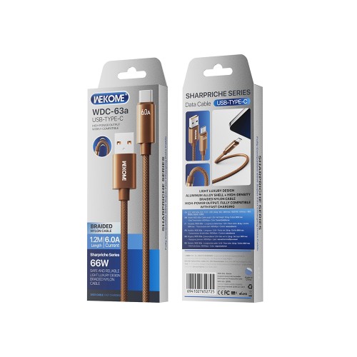 Καλώδιο Φόρτισης WK WDC-63a USB σε USB-C PD 66W 1.2m Καφέ