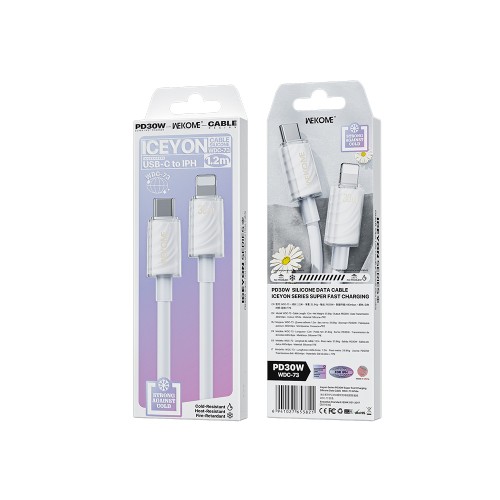 Καλώδιο Φόρτισης WK WDC-73 USB-C σε Lightning PD 30W 1.2m Λευκό