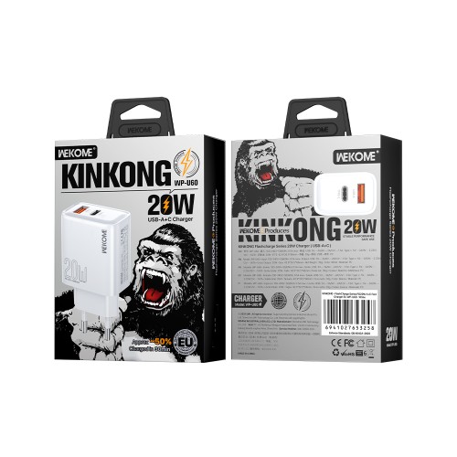 Φορτιστής Σπιτιού PD 20W WK WP-U60 2 Θέσεων Λευκό