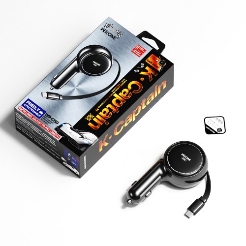 Φορτιστής Αυτοκινήτου 60W WK WP-C50 1 Θέσης, με καλώδιο USB-C 30W Μαύρο