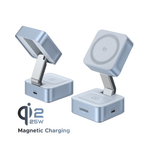 Φορτιστής Σπιτιού 25W Qi2 UGREEN W752 55960B με Ασύρματη Φόρτιση Magnetic Γκρι