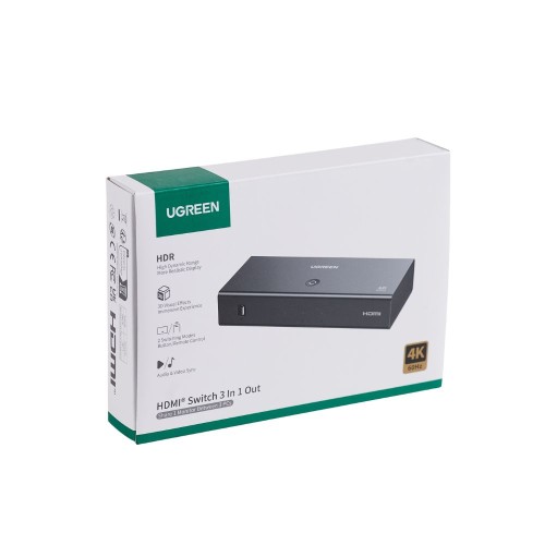 HDMI Switch 3 Θέσεων 4K/60Hz UGREEN AW504 55857, με USB-C τροφοδοσία