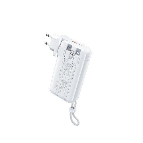 Power Bank 10000mAh PD 22,5W WK WP-118 2 Θέσεων, με καλώδιο Lighting/USB-C Λευκό