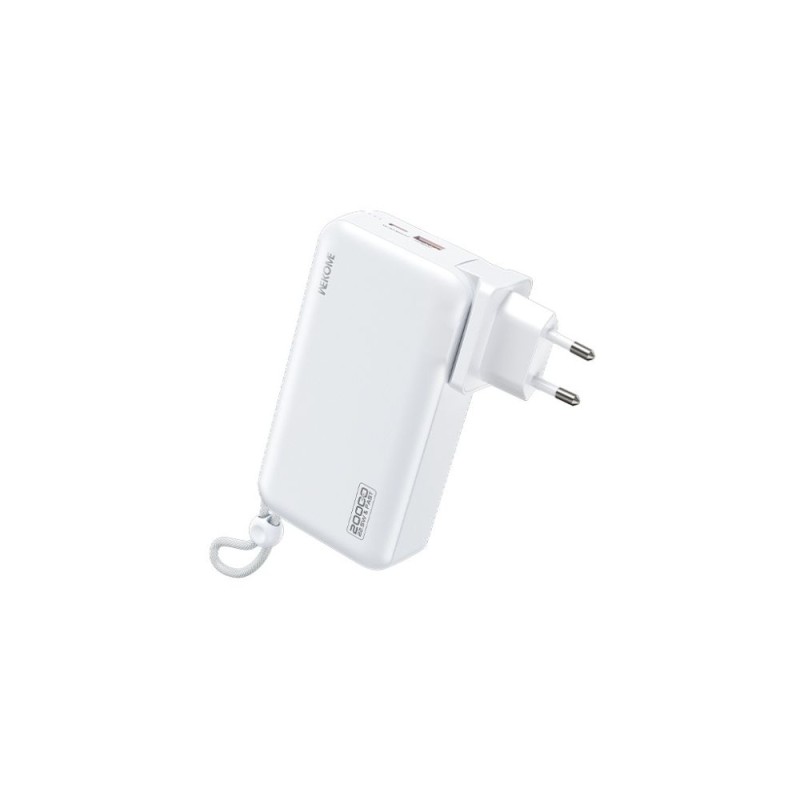 Power Bank 20000mAh PD 22,5W WK WP-119 2 Θέσεων, με καλώδιο Lighting/USB-C Λευκό