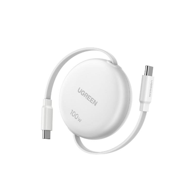 Καλώδιο Φόρτισης UGREEN L531 95673 USB-C σε USB-C PD 100W 1m, Επαναφερόμενο Λευκό