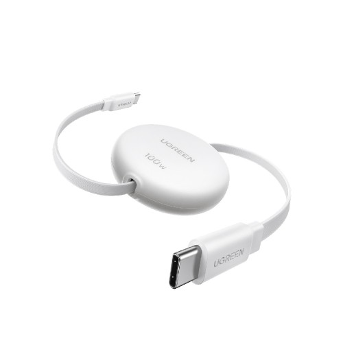 Καλώδιο Φόρτισης UGREEN L531 95673 USB-C σε USB-C PD 100W 1m, Επαναφερόμενο Λευκό