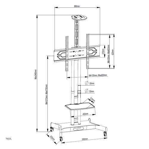Βάση Τηλεόρασης Επιδαπέδια Focus Mount T633L 42"-85" έως 90kg