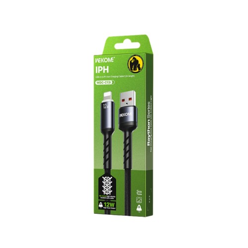 Καλώδιο Φόρτισης με LED WK WDC-C13i USB σε Lightning 1.2m Μαύρο
