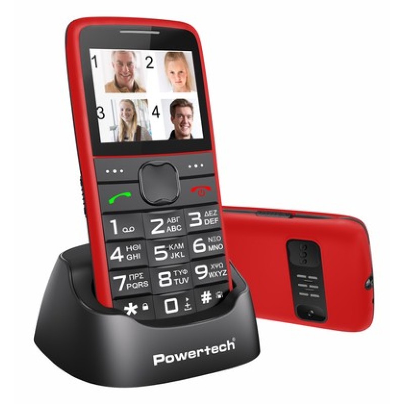 POWERTECH Κινητό Τηλέφωνο Sentry Eco PTM-25, SOS Call, με φακό, κόκκινο