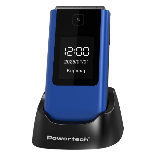POWERTECH κινητό τηλέφωνο Sentry Dual II V2, 2 οθόνες, dual SIM, πλήκτρο SOS, μπλε