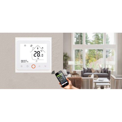 Smart θερμοστάτης πετρελαίου BHT-002-GBLW, WiFi, χωνευτός, λευκός