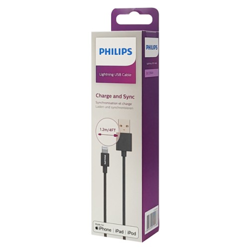PHILIPS καλώδιο USB σε Lightning  DLC3104V-00, 2.4Α, 1.2m, μαύρο