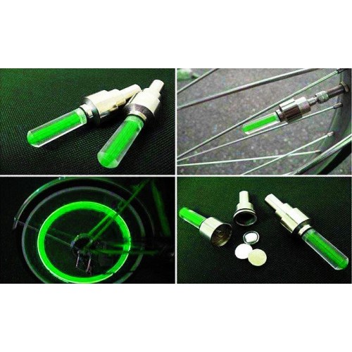Καπάκι βαλβίδας ποδηλάτου BIKE-0030, LED, 6.5cm, 2τμχ, πράσινο