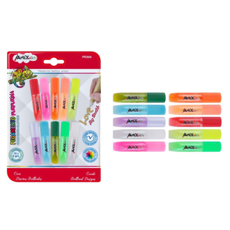 ARTIXKIDS σετ χρωματιστές κόλλες με glitter PE894, 10τμχ