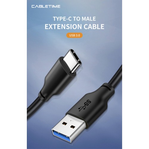 CABLETIME καλώδιο USB-C σε USB CMAMN, 3A, 5Gbps, 1m, μαύρο