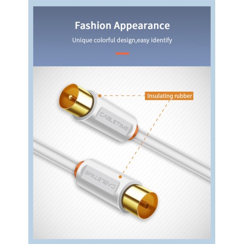 CABLETIME καλώδιο κεραίας CT-AV101, 75 Ohm, 2m, λευκό
