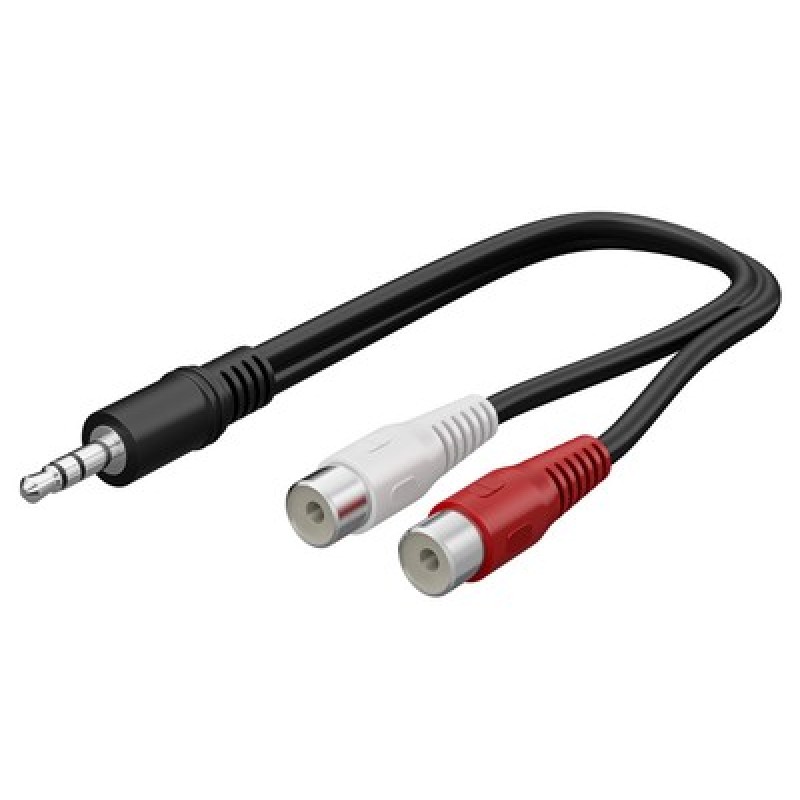 GOOBAY καλώδιο 3.5mm male σε 2x RCA female 50600, 0.2m, μαύρο