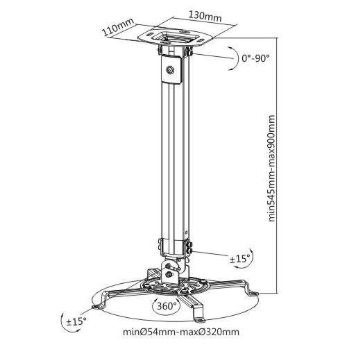 BRATECK βάση projector οροφής PRB-18M, 13.5kg