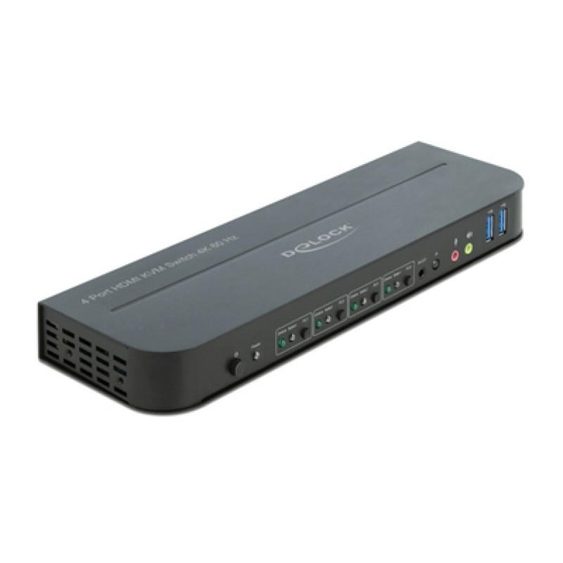 DELOCK HDMI KVM Switch 11483, 4 ports, USB 3.0, 3.5mm, 4K/60Hz, μαύρο