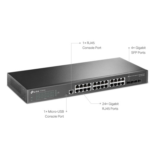 TP-LINK L2+ managed switch TL-SG3428, 24-Port Gigabit, 4x SFP, Ver. 2.0