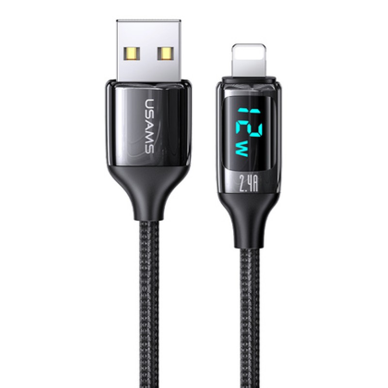 USAMS καλώδιο Lightning σε USB US-SJ543, 2.4A, 1.2m, μαύρο